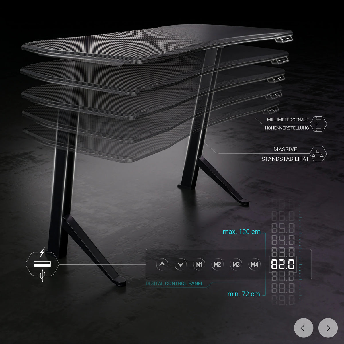 Höhenverstellbarer Gaming-Schreibtisch - Ultimate Setup