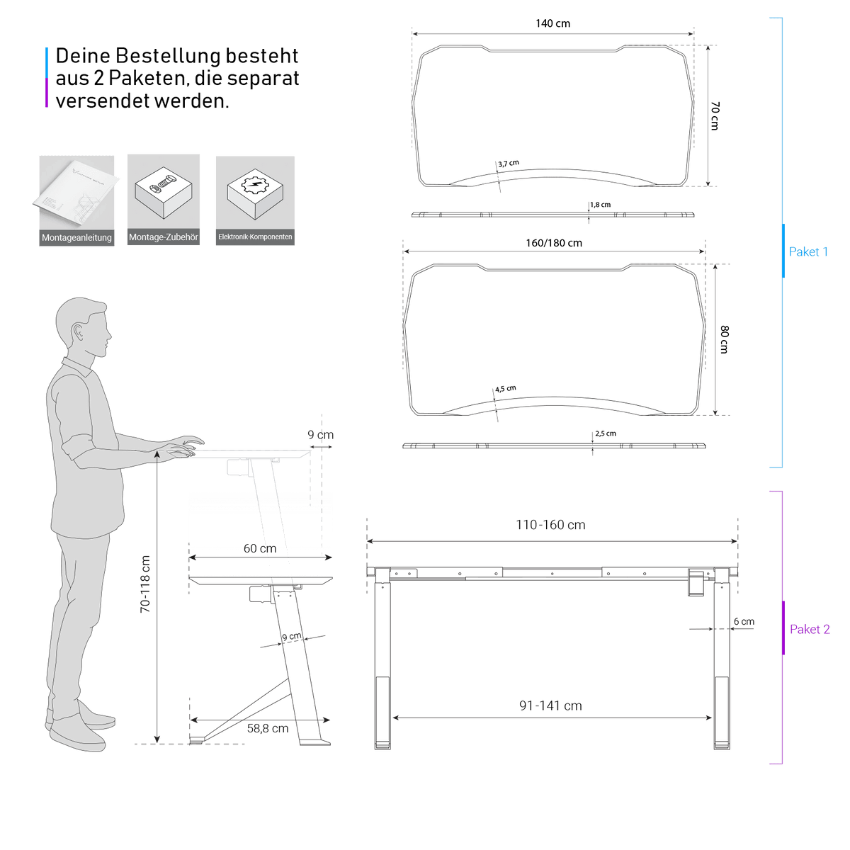 Höhenverstellbarer Gaming-Schreibtisch - Ultimate Setup
